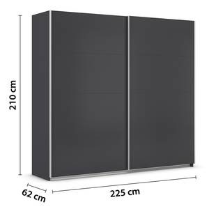 Schwebetürenschrank Quadra - Uni Graumetallic - Breite: 226 cm