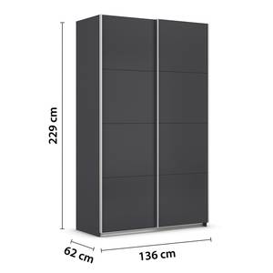 Schwebetürenschrank Quadra - Uni Graumetallic - Breite: 136 cm