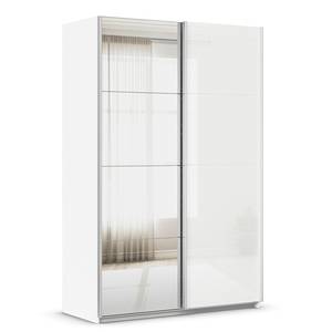 Schwebetürenschrank Quadra Glas&Spiegel Alpinweiß - Breite: 136 cm