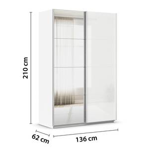 Schwebetürenschrank Quadra Glas&Spiegel Alpinweiß - Breite: 136 cm