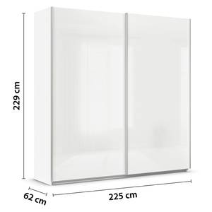 Schwebetürenschrank Quadra - Uni Hochglanz Weiß / Alpinweiß - Breite: 226 cm