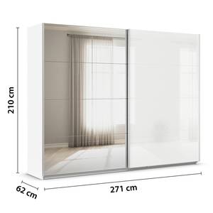 Schwebetürenschrank Quadra Glas&Spiegel Alpinweiß - Breite: 271 cm