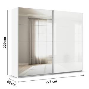 Schwebetürenschrank Quadra Glas&Spiegel Alpinweiß - Breite: 271 cm