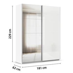 Schwebetürenschrank Quadra Glas&Spiegel Alpinweiß - Breite: 181 cm