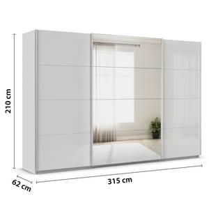 Schwebetürenschrank Quadra Glas&Spiegel Seidengrau - Breite: 315 cm