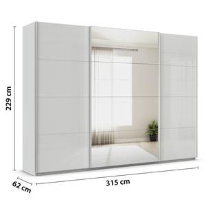 Schwebetürenschrank Quadra Glas&Spiegel Seidengrau - Breite: 315 cm