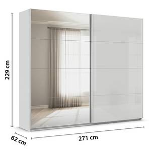 Schwebetürenschrank Quadra Glas&Spiegel Seidengrau - Breite: 271 cm