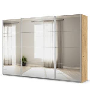 Schwebetürenschrank Quadra Spiegelfront Eiche Artisan Dekor - Breite: 315 cm