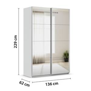 Schwebetürenschrank Quadra Spiegelfront Seidengrau - Breite: 136 cm