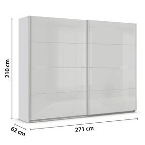 Schwebetürenschrank Quadra - Glasfront Seidengrau - Breite: 271 cm