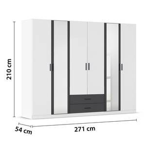 Drehtürenschrank Despina Alpinweiß / Graumetallic - Breite: 271 cm