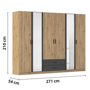 Drehtürenschrank Despina Eiche Artisan Dekor / Graumetallic - Breite: 271 cm