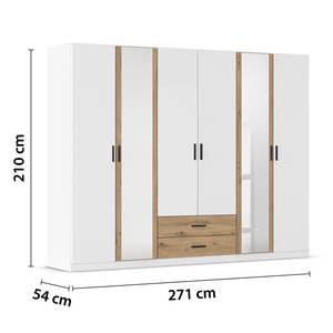 Drehtürenschrank Despina Alpinweiß / Eiche Artisan Dekor - Breite: 271 cm