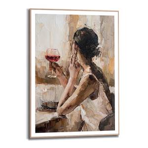 Gerahmtes Bild Evening Wine Gerahmtes Holzbild - Beige - 50 x 70 cm