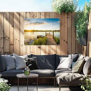 Kunstdruck Sonnenaufgang PVC - Blau - 60 x 80 cm