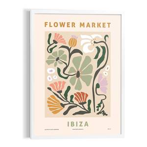 Gerahmtes Bild Flower Market Gerahmtes Holzbild - Multicolor - 50 x 70 cm