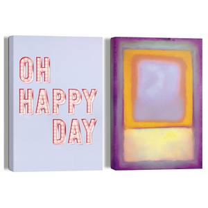 Leinwandbilder Happy Day 2er-Set MDF Holzrahmen - Pink - 20 x 30 cm