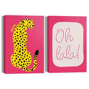 Leinwandbilder Oh La La 2er-Set MDF Holzrahmen - Pink - 20 x 30 cm