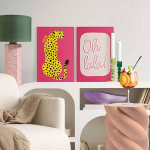 Leinwandbilder Oh La La 2er-Set MDF Holzrahmen - Pink - 20 x 30 cm