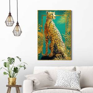 Wandbild Cheetah Pose MDF - Gold - 60 x 90 cm