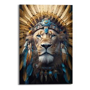 Wandbild Ornament Lion MDF - Blau - 60 x 90 cm