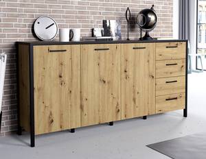 Sideboard Kioto Eiche Artisan Dekor / Schwarz