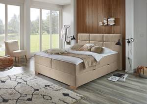 Boxspringbett Lago Webstoff Asha: Taupe - 180 x 200cm