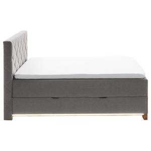 Beleuchtetes Boxspringbett Messina Webstoff Asha: Hellgrau - 120 x 200cm