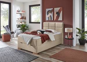 Boxspringbett Lago Webstoff Asha: Taupe - 140 x 200cm