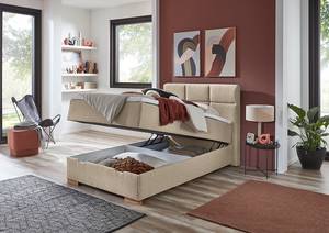 Boxspringbett Lago Webstoff Asha: Taupe - 140 x 200cm