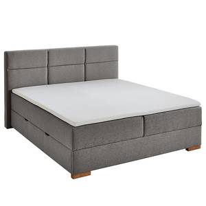 Boxspringbett Lago Webstoff Asha: Hellgrau - 160 x 200cm