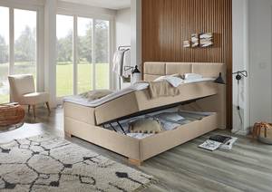 Boxspringbett Lago Webstoff Asha: Taupe - 160 x 200cm