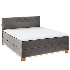 Beleuchtetes Boxspringbett Messina Webstoff Asha: Hellgrau - 160 x 200cm