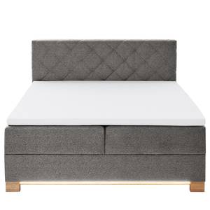 Beleuchtetes Boxspringbett Messina Webstoff Asha: Hellgrau - 160 x 200cm