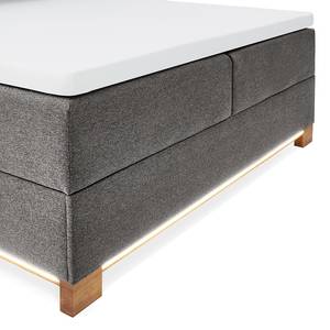 Beleuchtetes Boxspringbett Messina Webstoff Asha: Hellgrau - 160 x 200cm