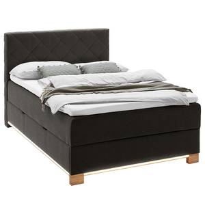 Beleuchtetes Boxspringbett Messina Webstoff Asha: Anthrazit - 140 x 200cm