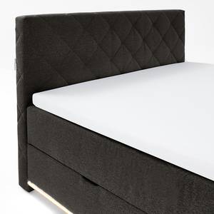 Beleuchtetes Boxspringbett Messina Webstoff Asha: Anthrazit - 160 x 200cm