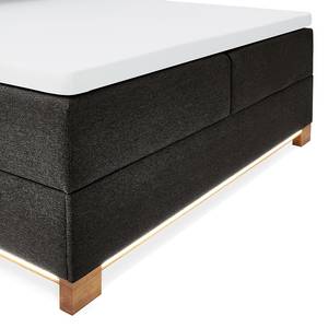 Beleuchtetes Boxspringbett Messina Webstoff Asha: Anthrazit - 160 x 200cm