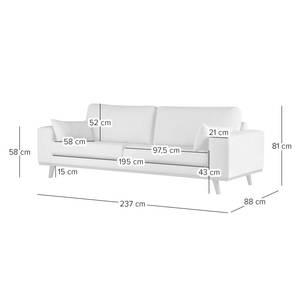 3-Sitzer Sofa BILLUND Baumwollstoff Vele: Grau - Buche Dunkel