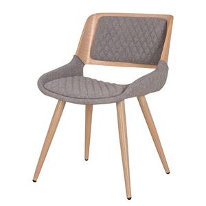 Gestoffeerde stoel Skave geweven stof/metaal - Lichtgrijs / Eikenhout - Lichtgrijs