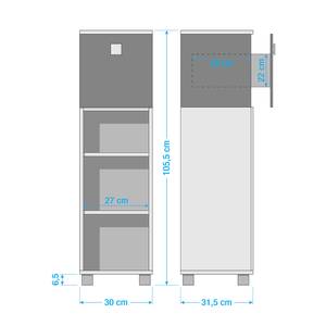 Highboard Toronto I 1-deurs - glanzend wit/zilversparkleurig - Hoogglans Wit / Zilversparkleurig