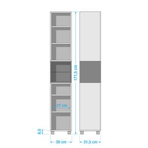 Hochschrank Toronto I Hochglanz Weiß / Silberfichte Dekor