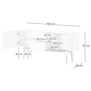 Sideboard LINDHOLM - Breite 150 cm Eiche teilmassiv - Weiß / Eiche - Weiß