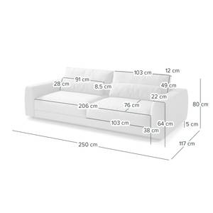 3-Sitzer Sofa WILLOWS Webstoff Anda II: Grau