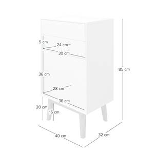 Mobile basso con 2 cassetti LINDHOLM Rovere parzialmente massello - Bianco