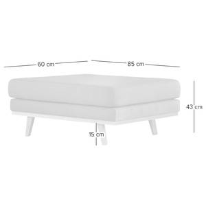 Polsterhocker BILLUND Webstoff Cieli: Senfgelb - Buche Dunkel