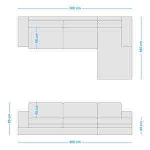 Hoekbank Madras met chaise longue Microvezel Goda: Chocoladebruin - Longchair vooraanzicht rechts