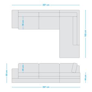 Ecksofa Madras mit Ottomane Cordstoff Lola: Babyblau - Ottomane davorstehend rechts