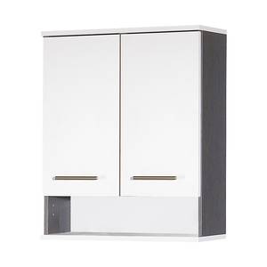 Armoire suspendue Zürich Blanc nacré / Imitation frêne foncé - 1 porte - 30 cm