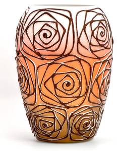Vase en verre peint à la main Orange - Verre - 13 x 20 x 13 cm